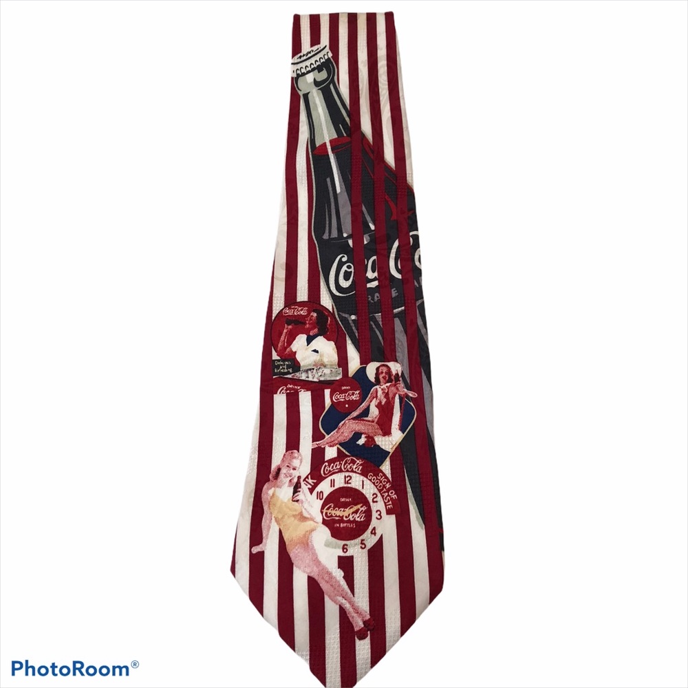 Vintage Coca-Cola Striped Silk Tie